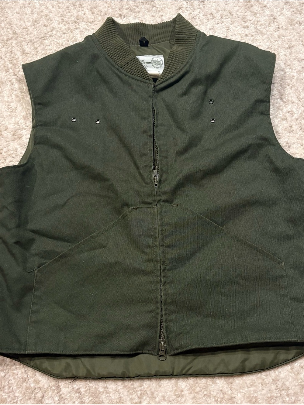 Men's Olive Green Zip-Front Work Vest-Official US Border Patrol Uniform